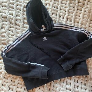 Adidas black cropped Hoodie with White Logo